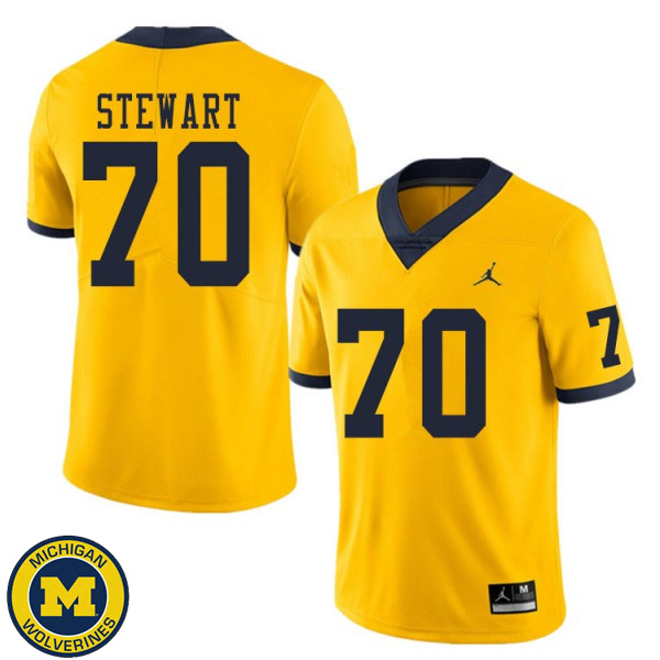 Men's Michigan Wolverines #70 Jack Stewart Yellow Official Game Jersey